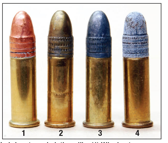 Lubricants and platings like (1) Winchester Lubaloy, (2) Remington Golden Bullet and (3) hard clear plastic prevent (4) pre-World War II era oxidizing of lead bullet.